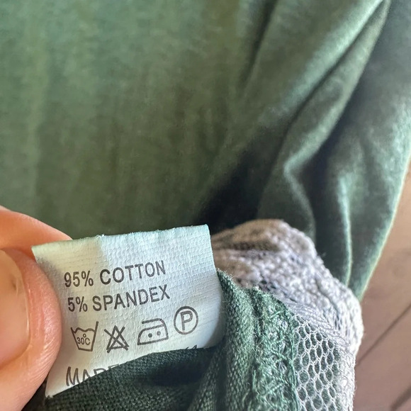 Green Cotton Lace Blouse size XL - Picture 4 of 5